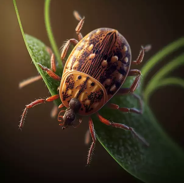 Les tiques sur les Whippets : gros plan d'une tique marron sur une feuille.