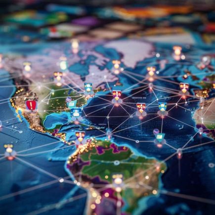 Carnaval d’articles : Bâtir une communauté autour de sa passion - Icônes de réseaux sociaux reliées par des lignes lumineuses sur une carte du monde, symbolisant la façon dont on peut bâtir une communauté mondiale autour de sa passion.